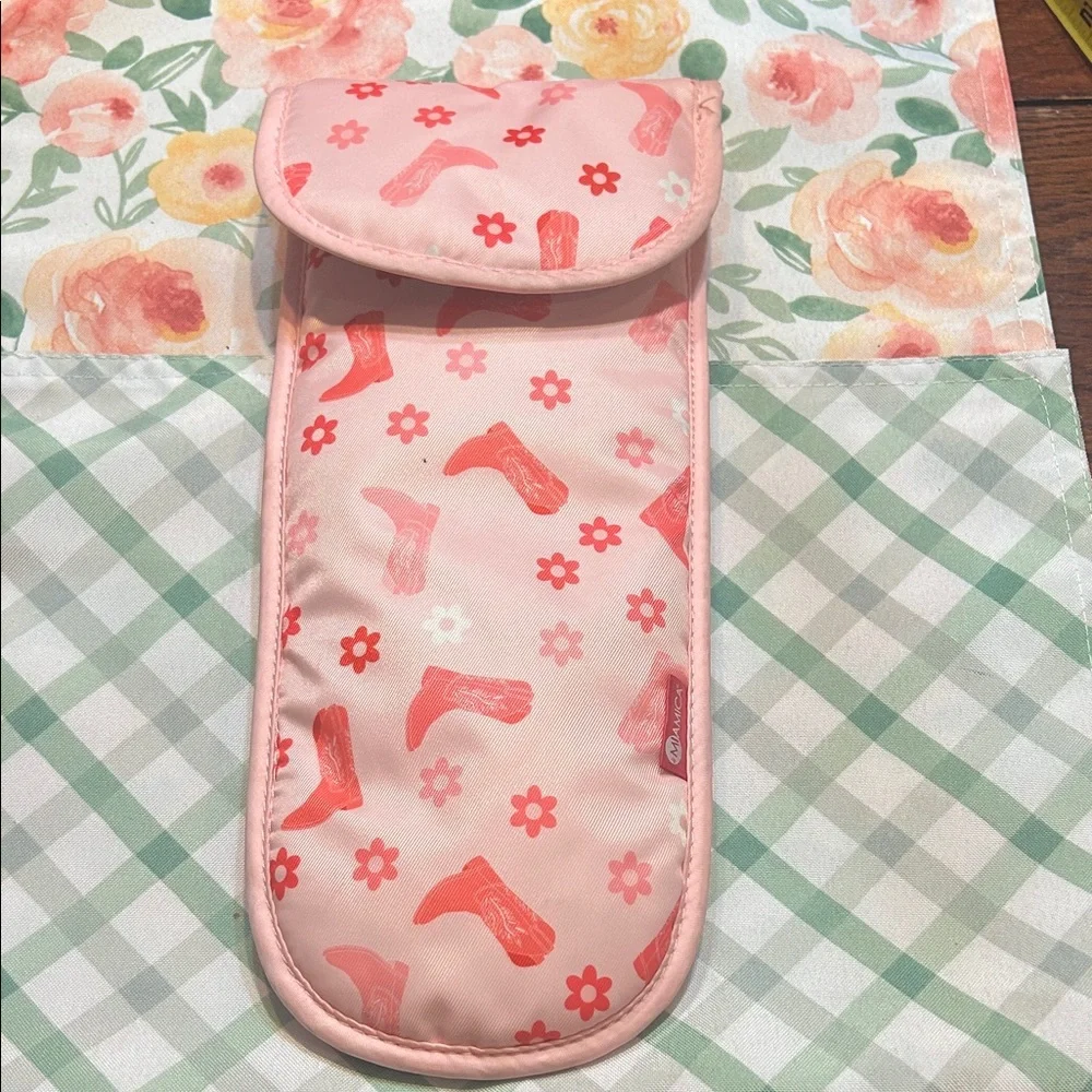 Pink Miamica Heat resistant Hot Iron Travel Case Cowboy Boots